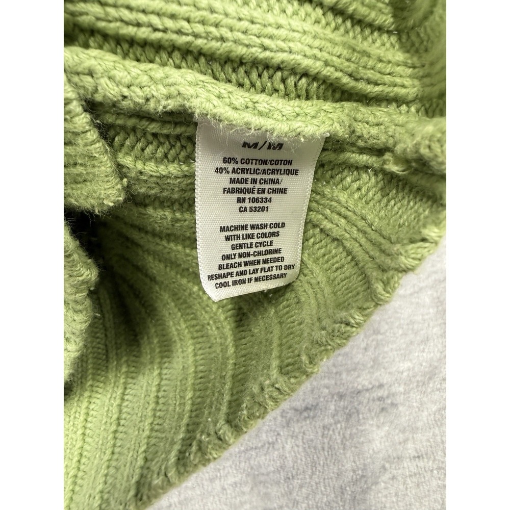 Aeropostale Green Knit Hooded Button Front Sweater Sz M Cropped Y2K Preppy - Picture 4 of 7